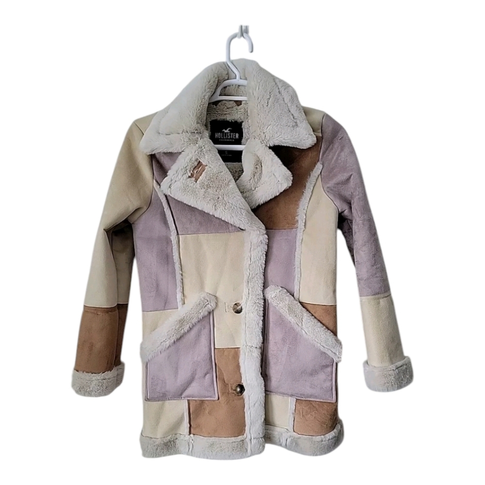 Hollister Pennylane Patchwork Coat Sherpa Lined
